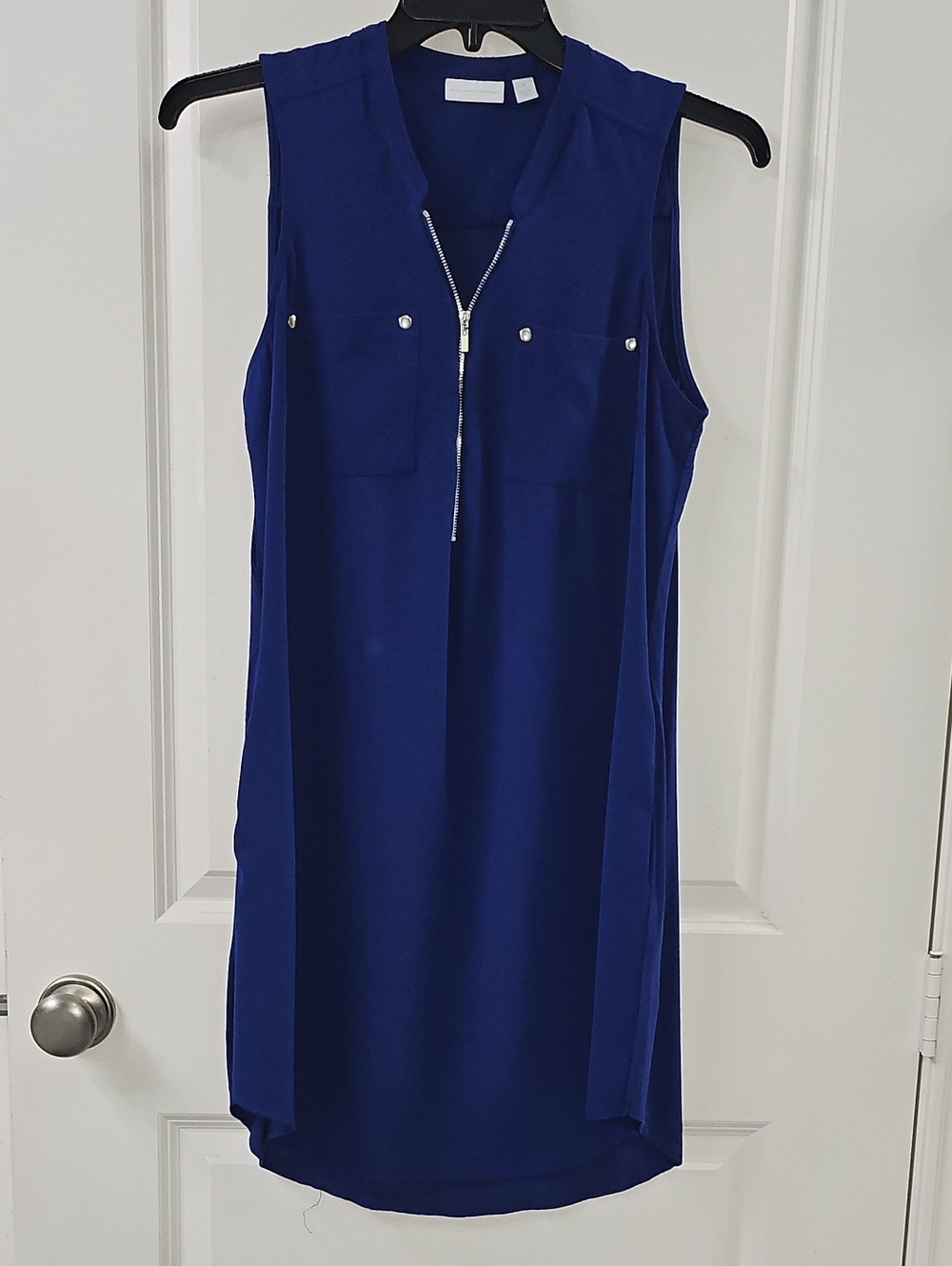 New York & Company Royal Blue Sleeveless Zip Front Mini Dress